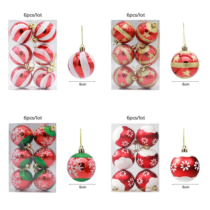 Description Picture 4 of item1box 3/4/ 6Cm Christmas Tree Ball Dot Snowflake Stripe Red Pendant Ball for Diy Christmas Tree Festive Party Decoration Supplies
