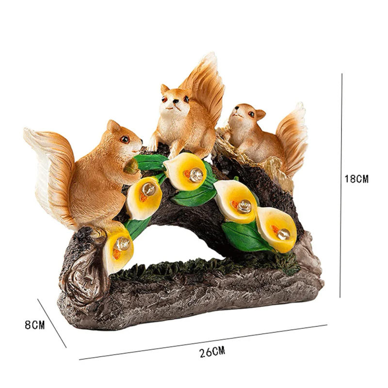 Description Picture 6 of itemSolar Squirrel Figurine Lights Squirrel Garden Statues Solar Lights Outdoor Waterproof Resin Ornaments Decor For Lawn Yard Porch