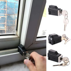 Aluminum Alloy Window Restrictor Lock with 2 Keys Door Window Limit Lock Durable Portable Exquisite Convenient for Hospital Bank