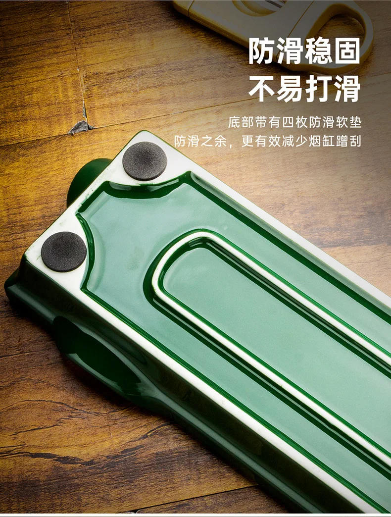 Description Picture 5 of itemCigar Ashtray Four Smoke Tank Ceramic Gilt Large Capacity Rectangular Portable Ashtray
