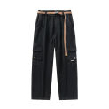 2024 New Men Cargo Pants Cotton Straight Wide Leg Oversize Pants Male Korean Style Autumn Big Size Fashion Pockets Casual Pants