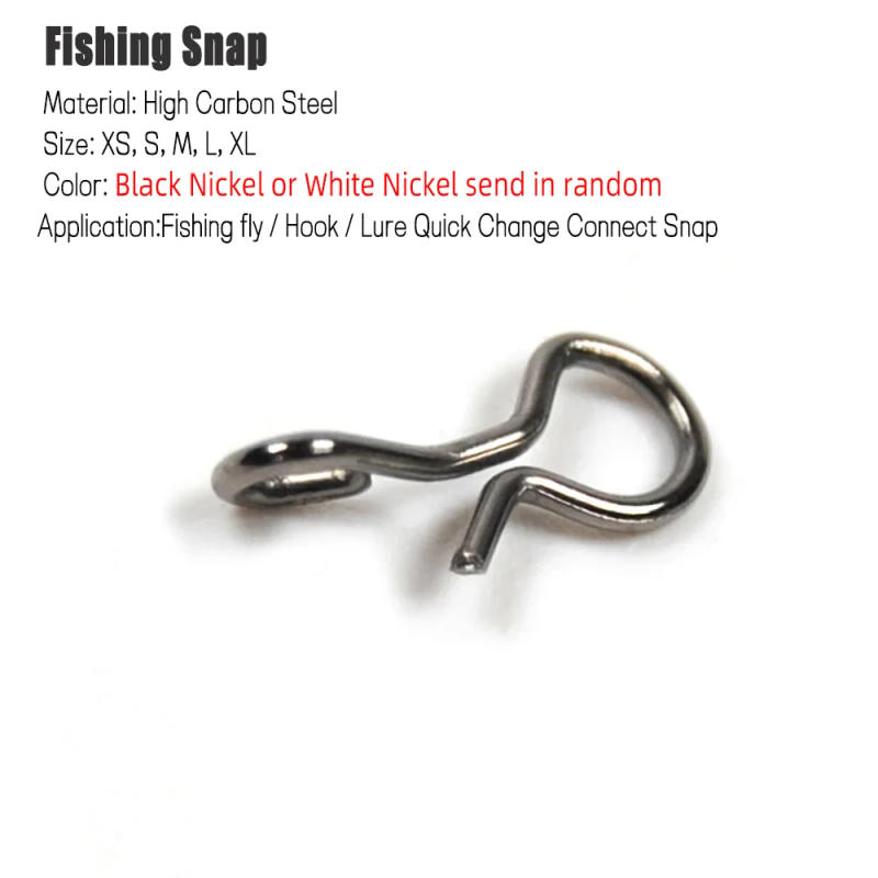 Description Picture 3 of itemWifreo 50PCS/bag Fly Fishing Snap Quick Change for Flies Hook Lures Stainless Steel Lock Black Fishing Snaps Lures Clip Link