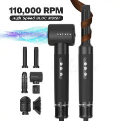 Professional Hair Dryer 7 in 1 Hair Styling Tools Gift Set Hair Strightener Brush 110000RPM Motor High Speed Ionic Hair Dryer