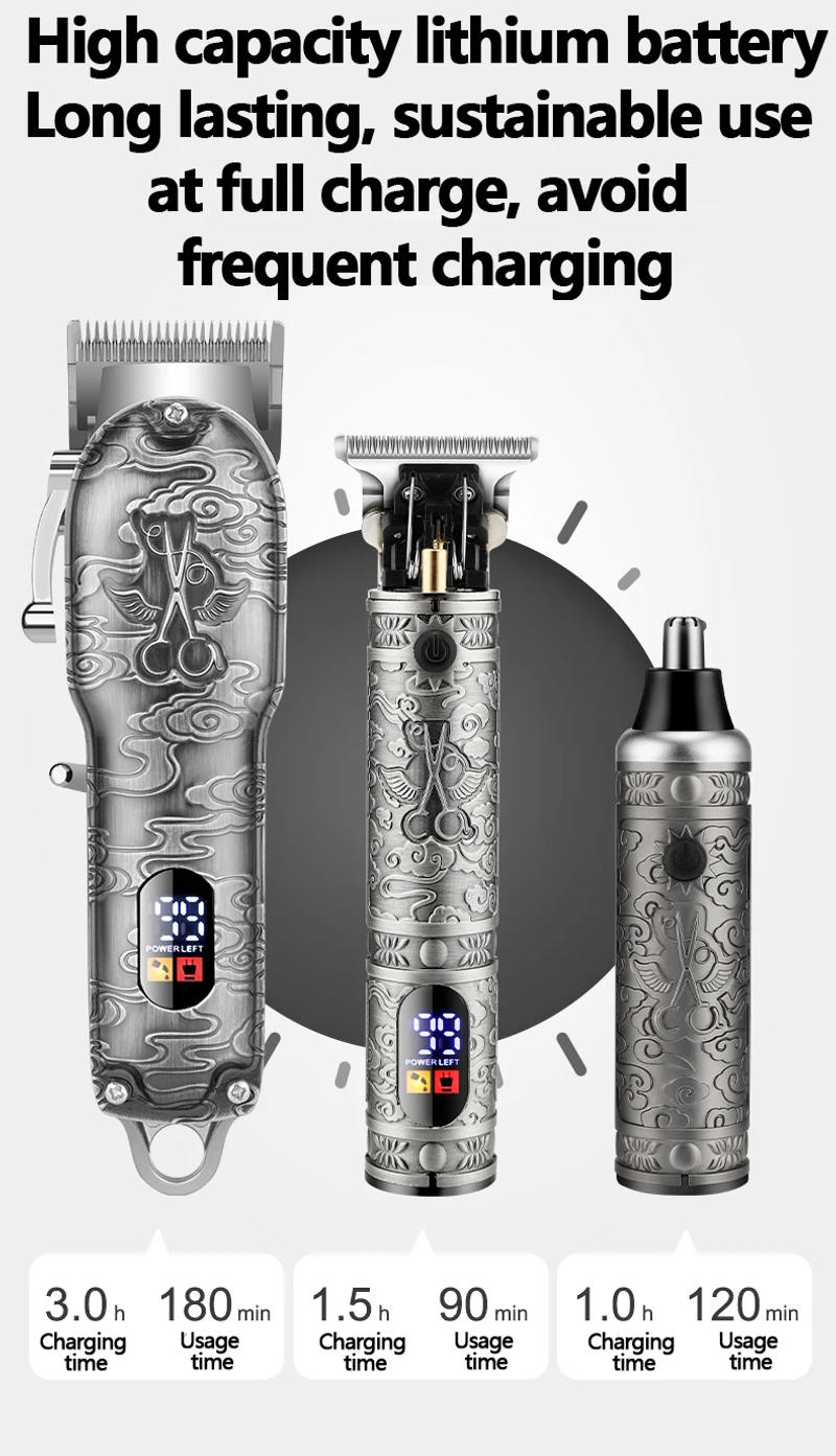 Description Picture 6 of itemPush and Shear Barber Set Professional Electric Oil Head Push and Shear Carving Pusher Razor Nose Hair Device Gift Box Clipper