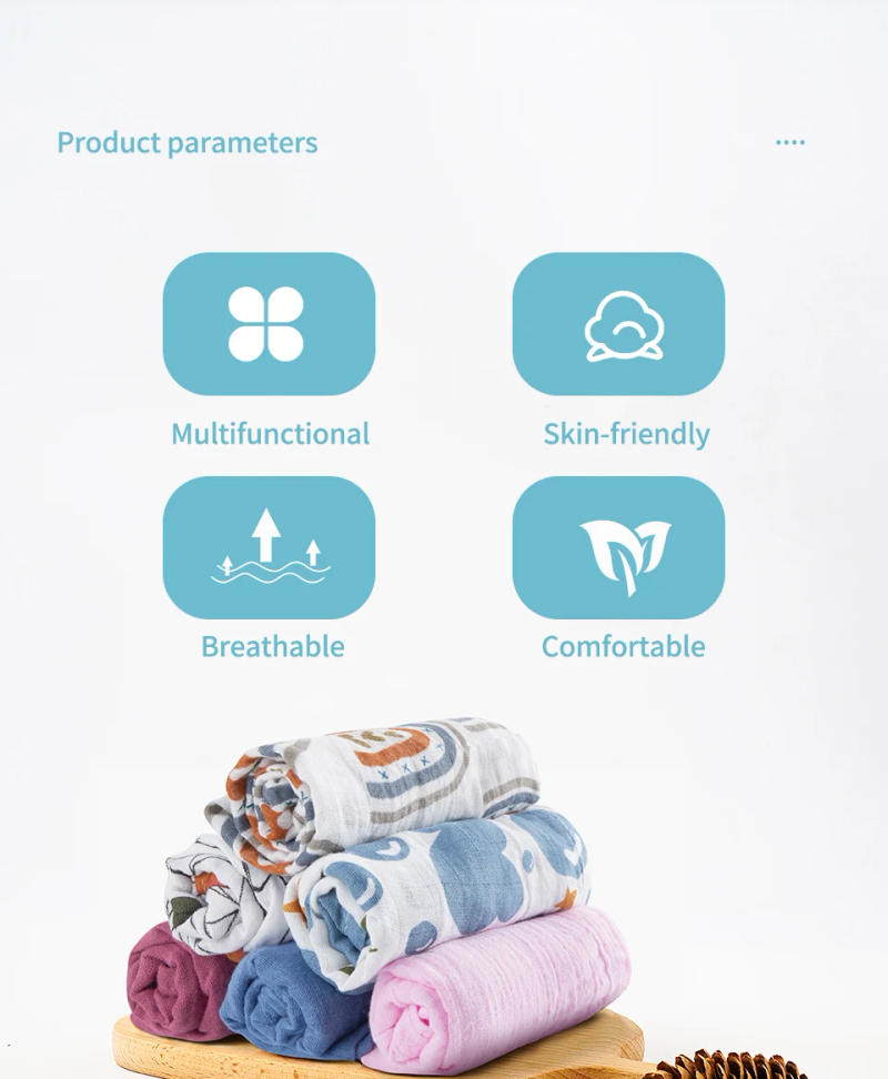 Description Picture 3 of itemElinfant 100% Cotton 5pcs Gift Set Bamboo Cotton Muslin Bib Burp Cloth 60*60cm 2 Layers Baby Scarf Handkerchief