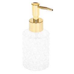 Multipurpose Mesa Soap Dispenser Easy To Clean Glass Soap Pump Dispenser Perfect For Kitchen And Bathroom (Gold)