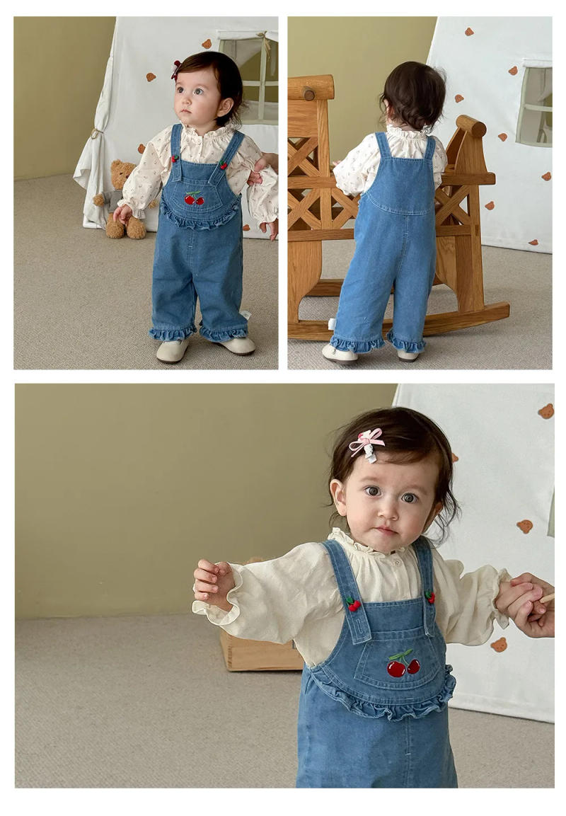 Description Picture 5 of itemGirls' Solid Color Shirt 2025 New Autumn Children's Stylish Korean Version Floral Stand Up Collar Shirt Baby Autumn Top