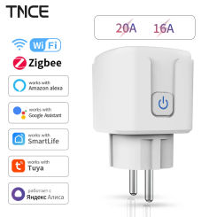 TNCE Tuya WiFi/Zigbee 16A/20A EU Plug With Power Monitor Smart Home Plug Remote Control Timer Support Voice Google Home Alexa