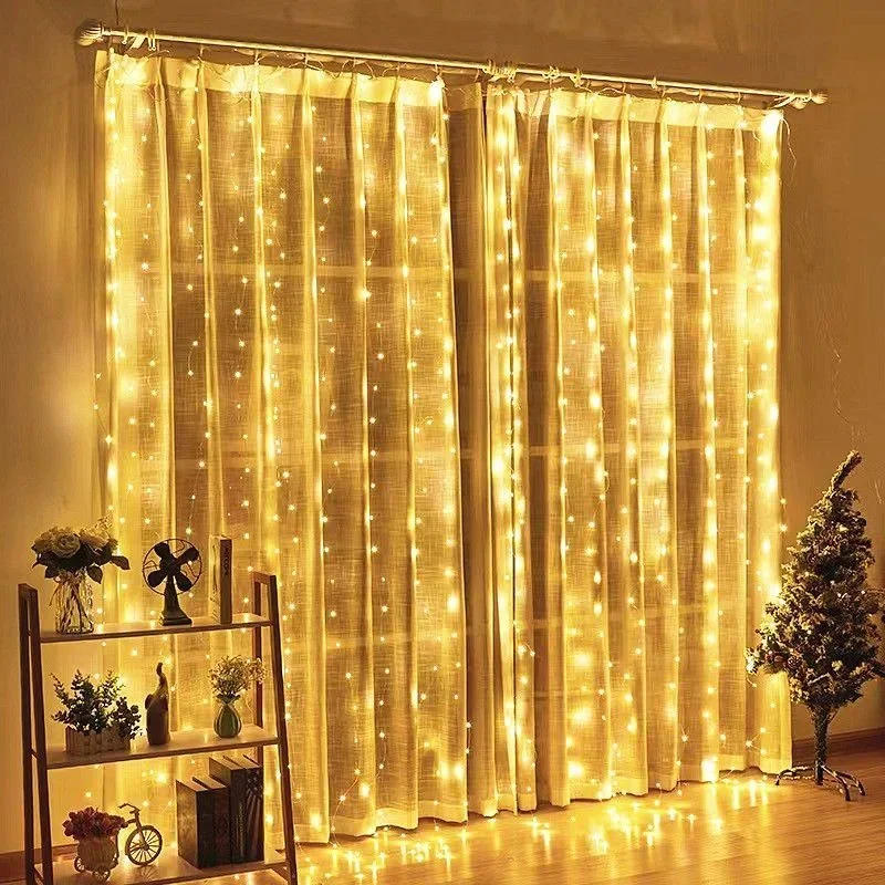 Description Picture 4 of item2025 Christmas LED Curtain Lights USB Powered New Year Garland Led String Lights Wedding Party Decoration Fairy Garden Navidad