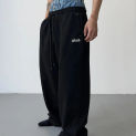 High Street Sweatpants Men Spring Patchwork Denim Fake Two Pieces Baggy Straight Pants Hip Hop Jogging Casual Wide Leg Trousers