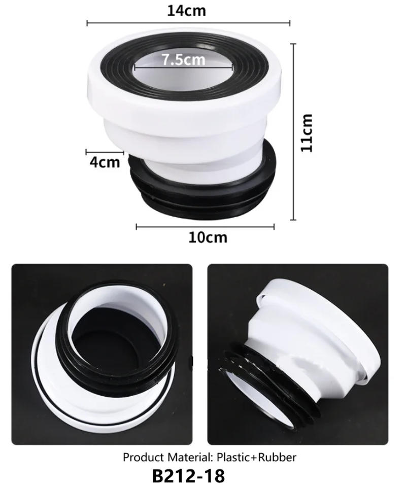 Description Picture 4 of itemToilet Outlet Displacement Connector Rubber Sealing Ring Displacement Interface PVC Straight Eccentric Drain Nozzle Replacement