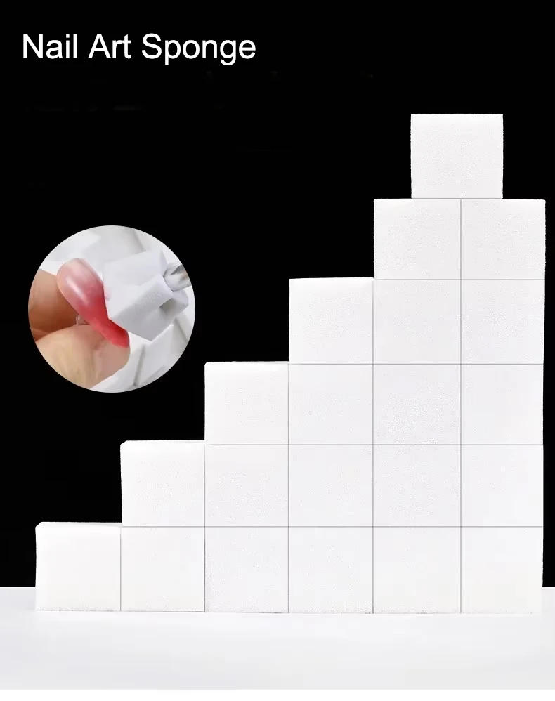 Description Picture 3 of item50/100Pc Nail Art Sponge Gradient Stamper Tools Gel Polish Color Gradient Brush Glitter Powder Dotting Pen Manicure Accessories