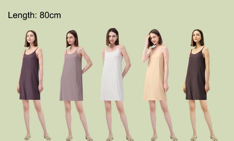 Description Picture 3 of itemSeamless Full Slip Dresses for Women Summer Plus Size Silky Petticoat Underskirt Dress Sleeveless Underwear Night Wear Ootd