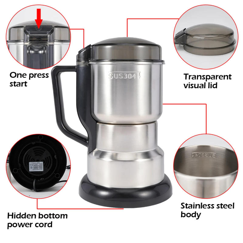 Description Picture 3 of item400W 304 Stainless Electric Grinder Eight Page Blade Electric Fast Grinding Multifunction Smash Machine Rice Beans Home Blender