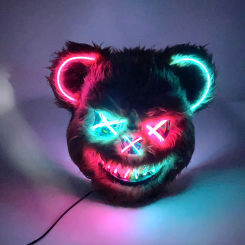 Festival Animal Light Up Ball Mask Halloween Party LED Glowing Pink Bear Mask Cosplay Masquerade Luminous Mask Costume Decor