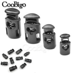 100pcs Cord Lock Stopper Toggle Clip Tightening Buckle for Drawstring Lace  Lanyard Paracord Rope Accessory Plastic Black Spring