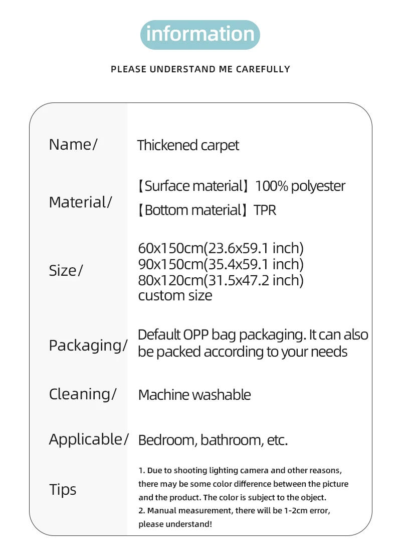 Description Picture 4 of itemSoft Bathroom Carpet Non Slip Floor Mat Super Comfortable Absorbent Ultra-fine Fiber Foot Mat Suitable for Bathroom Living Room