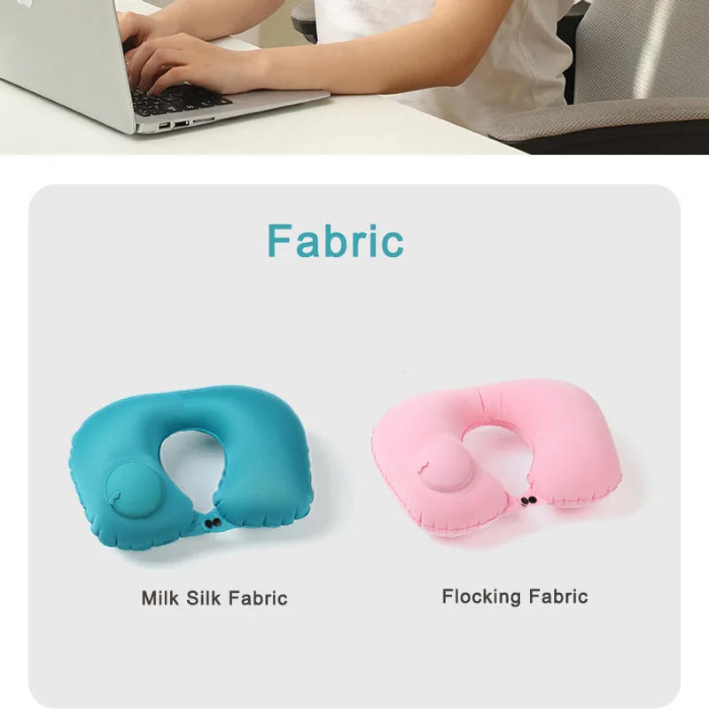 Description Picture 3 of itemOutdoor Camping U-shaped Travel Pillow Inflatable Neck Pillow Portable Folding Travel Car Airplane Inflatable Ring Neck Pillow