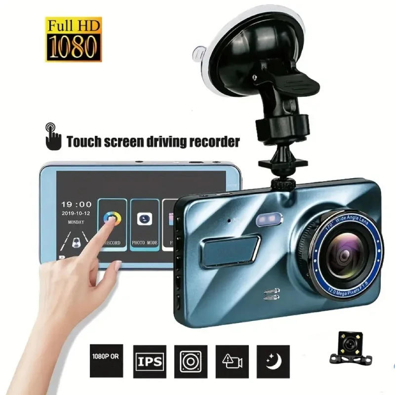 Description Picture 4 of itemAluminum alloy 1080P dual recording recorder, front and rear of the car, 4-inch touch screen, reverse image, loop recording