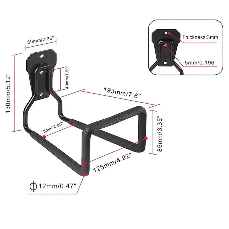 Description Picture 2 of itemHeavy Duty Garden Hose Holder Iron Rust-proof Water Hose Storage Rack Durable Strong Load Bearing Metal Garage Wall Hooks