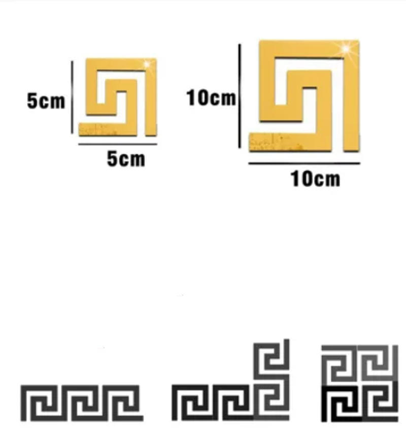 Description Picture 2 of item10x10cm Building Border Acrylic Wall Mirror Sticker Wall Art Home 10pcs DIY Decoration Mirror Wall Stickers Home Office Decor