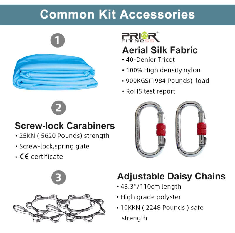 Description Picture 2 of item6 Meters Aerial Yoga Hammock Set Home Carabiners Daisy Chain Accessories Medium Elastic Monochrome Sling for Yoga Studio