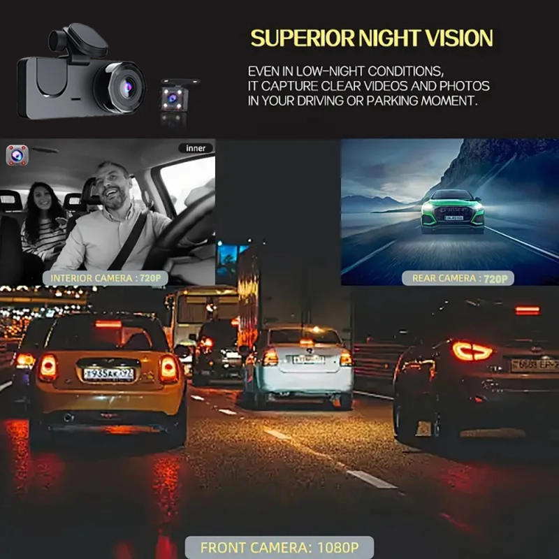 Description Picture 6 of item1080P Dash Cam for Cars Video Recorder 3Channel Front and Rear Camera WIFI Car Camera Rear View Camera for Vehicle Car accessory