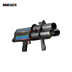 SHEHDS Rechargeable 3-Hole RGB Confetti Machine Practical Aluminum Alloy With LED Effects and Various Automatic for DJ Party