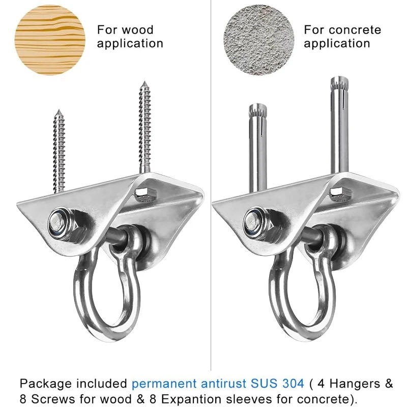 Description Picture 4 of item500kg Capacity Aerial Swing Hangers Ceiling Mount Hooks for Yoga Hammock Hanging Chair Sandbag Punching bag SUS304