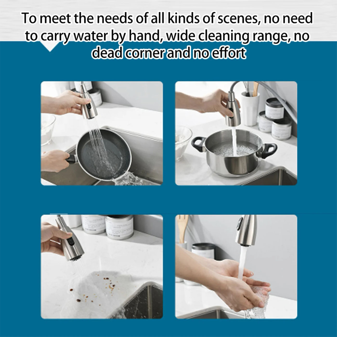 Description Picture 6 of itemPull Out Faucet Sprayer G1/2 Shower Water Tap Spray Head Replacement Electroplat Faucet Sprayer Head Kitchen Bathroom Accessory