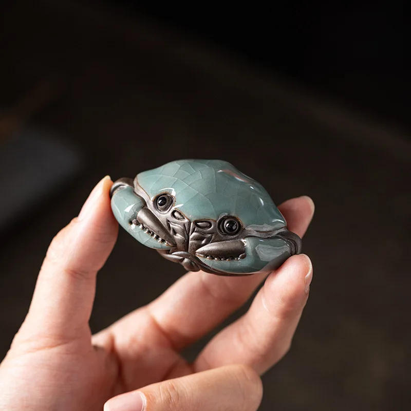 Description Picture 5 of itemCracked Glaze Crab Play Handmade Kongfu Tea Pet Decoration Tea Table Tea Ceremony Accessories Tea Pet Furniture For Display