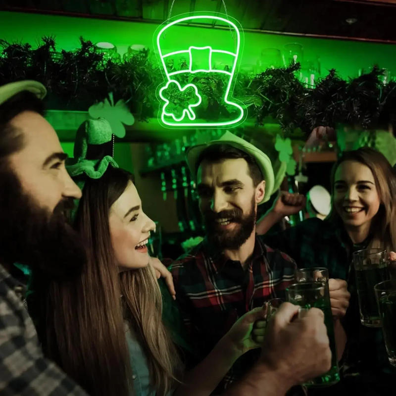 Description Picture 4 of itemHat Neon Lights  Sign Green LED Decorative Wall Window Neon Lights USB Powered For Party Decor Happy Party Ornaments