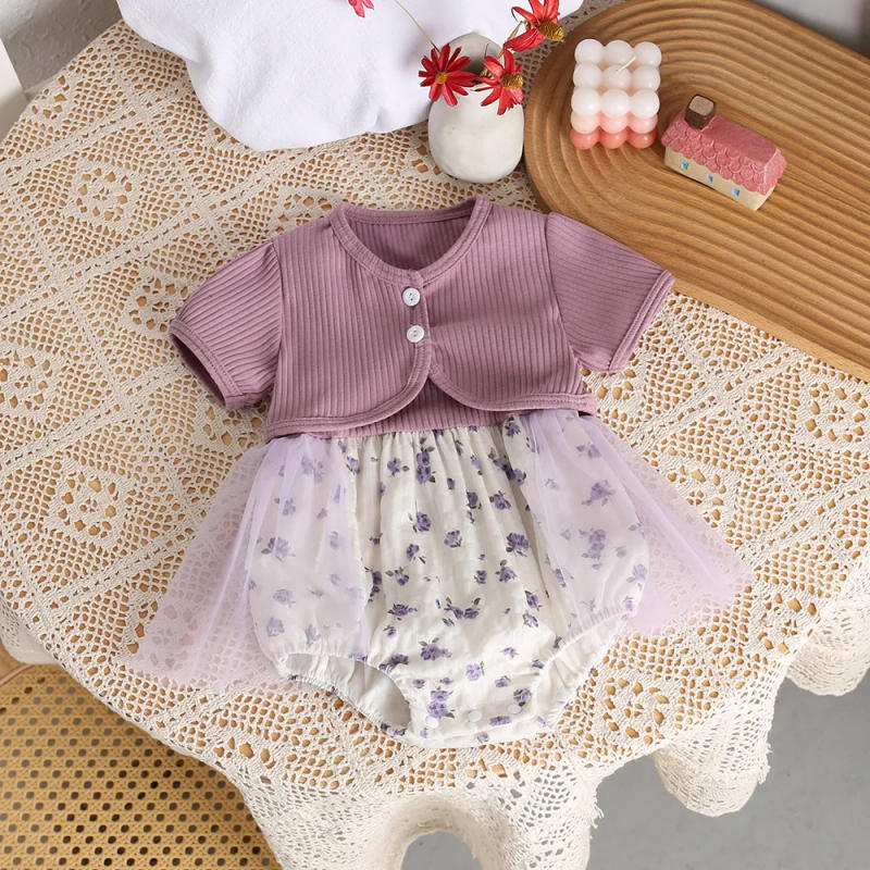 Description Picture 2 of itemMILANCEL0-3Y Baby Girls Summer Clothes Lace Camisole Bodysuit And Tee Infant Girls Clothing Set Baby Girls 2 Pcs Suit