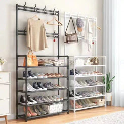 Clothing Rack for Living Room Bamboo Wall Shelf Furniture Floor Coat Rack Metal Clothes Hanger Iron Sofa Shoe Organizer Chair