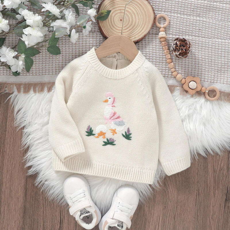 Description Picture 3 of itemMISOWMNJOY Winter Knitted Baby Boys Girls Sweater Cute Duck Embroidery Long Sleeve Fall Winter Kids Clothes Infant Jumpers Tops
