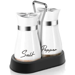 Glass Salt Pepper Shakers,With Shelf Sets,Spice Seasoning Cans, Refillable Pepper Shaker with Adjustable Pour Holes,Spice Bottle
