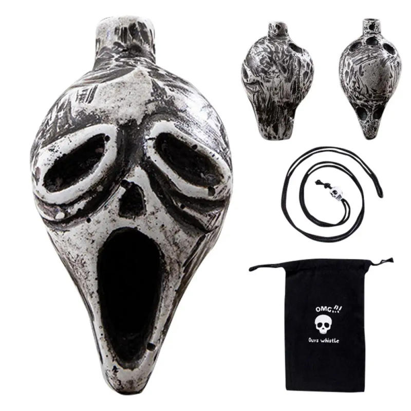 Description Picture 5 of itemAztec Death Whistle Halloween Whistle Screaming Whistle Instrument Skull Retro Loudest Whistle with Human Sounding Screams
