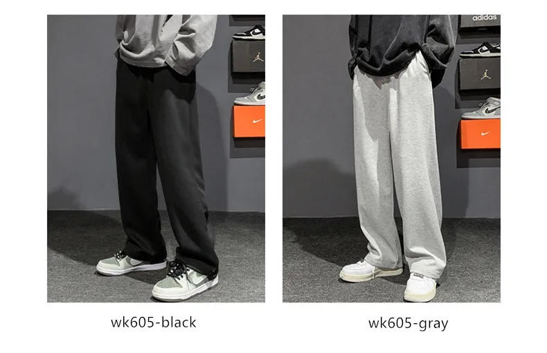 Description Picture 4 of itemMen's casual pants autumn new street loose straight wide-leg pants students outdoor jogging sports pants gray leggings 3XL