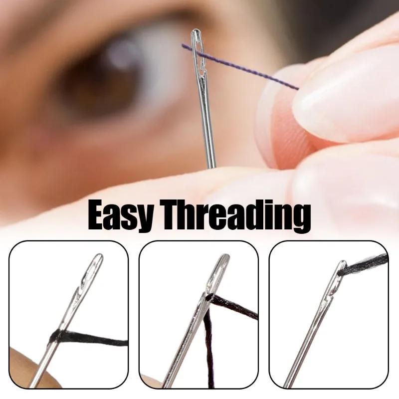 Description Picture 4 of item12/30Pcs Side Hole Blind Sewing Needles Stainless Steel Elderly Needles Hand Sewing Stitching Pin DIY Home Self Threading Needle