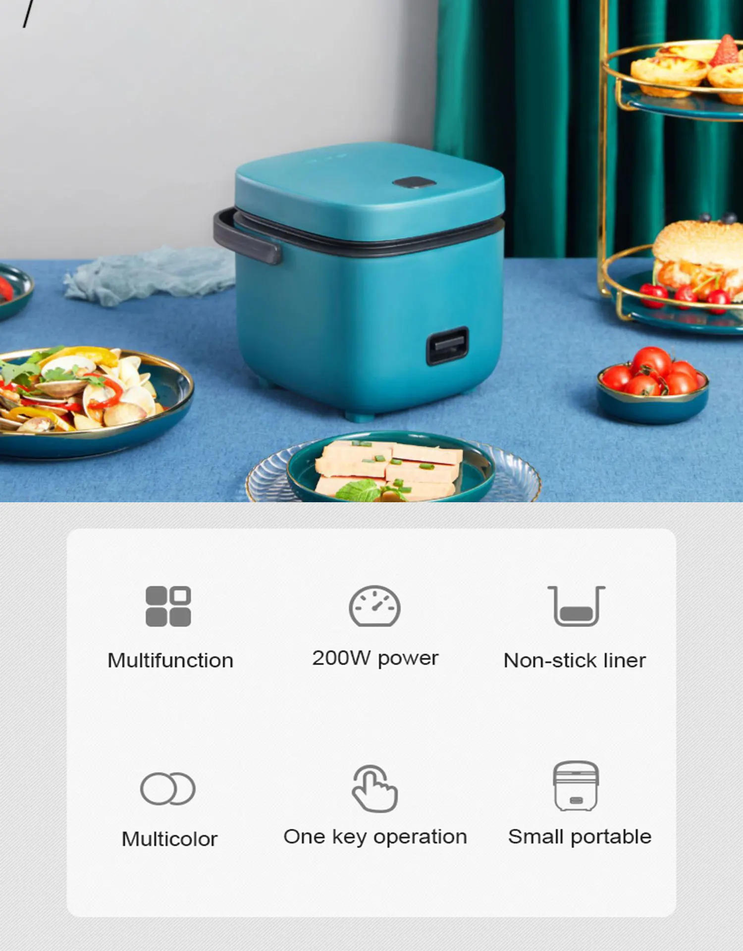 Description Picture 2 of item1.2L Smart Electric Rice Cooker Multicooker Multifunctional Mini Pots Offers Non-Stick Cooking Home And Kitchen Appliance 220V
