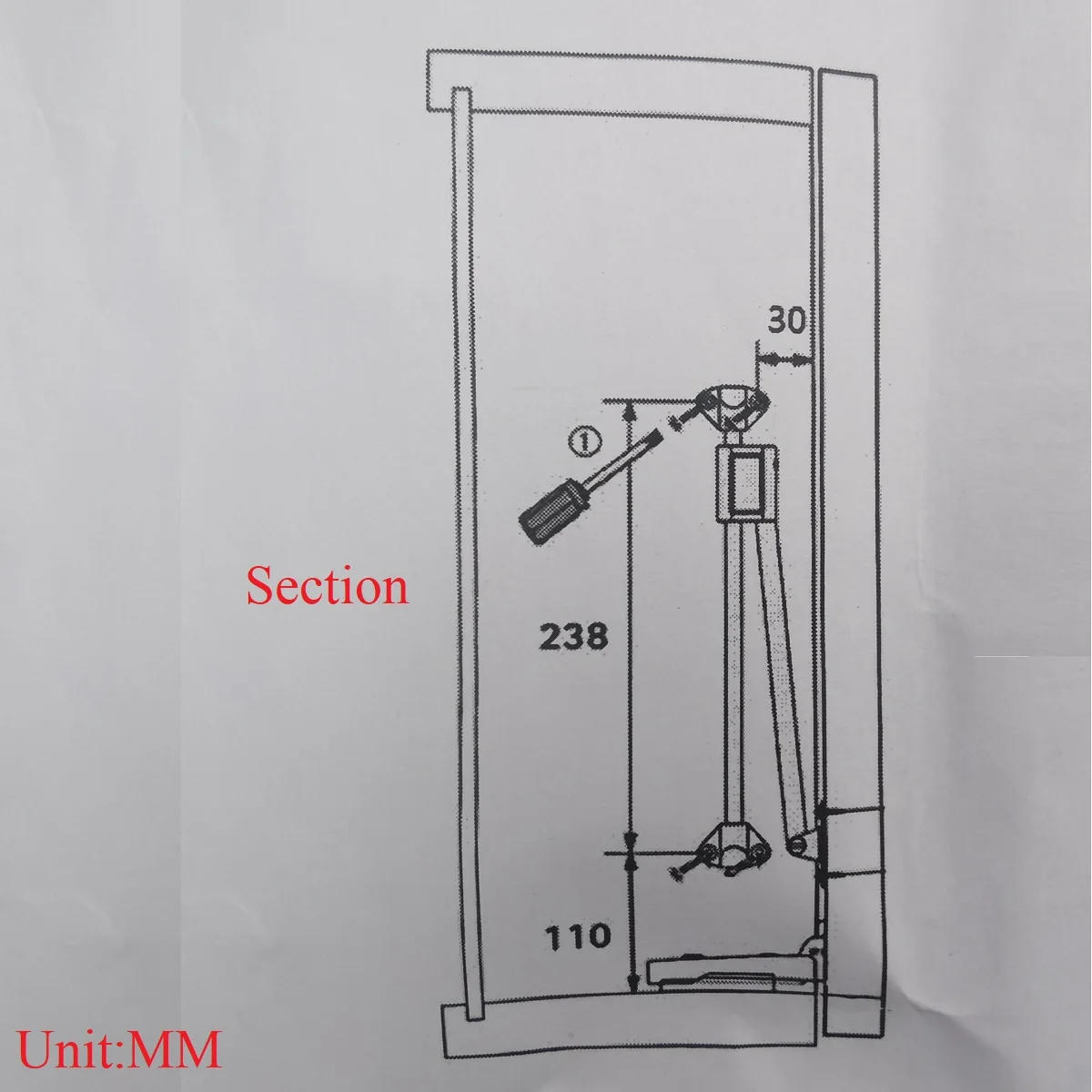 Description Picture 6 of item1Pcs  Cupboard Cabinet Flap Down Door Stay Drop Lid Sliding Rail Bar Reversal Side Mount