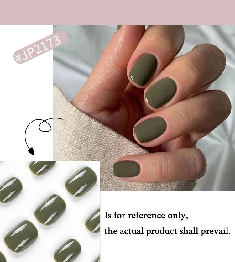 Description Picture 4 of itemSolid Color Glossy Wearable Nail Art Lovely Short Round Fake Nails Detachable Finished False Nails Press on Nails with Glue