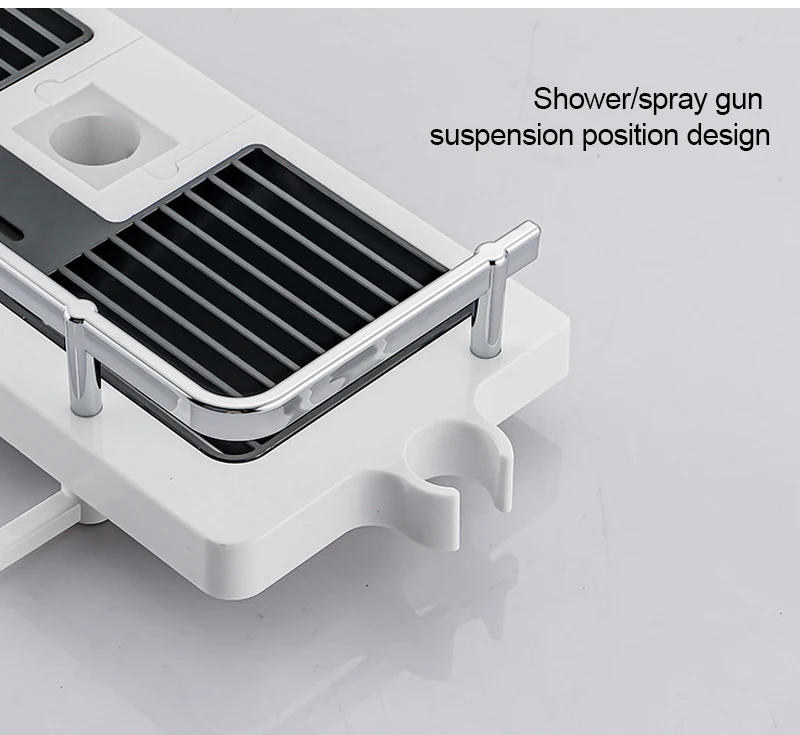 Description Picture 5 of itemBlack Shower Shampoo Tray Shower Shelf Bracket Column Storage Rack Single-layer Bathroom Shelf with Shower Head Bracket