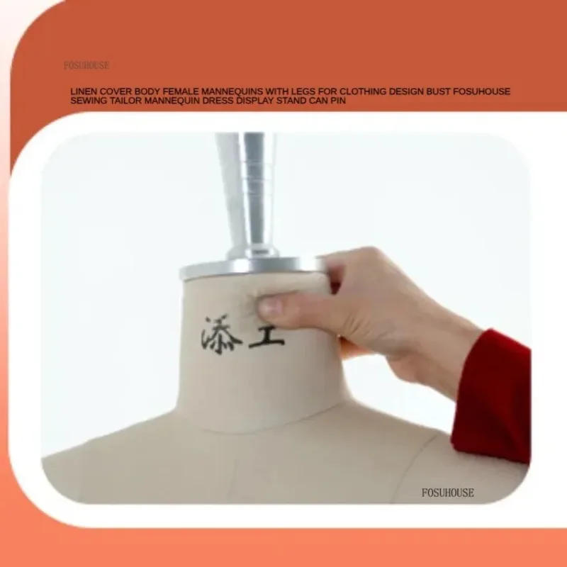 Description Picture 5 of itemLinen Cover Body Female Mannequins with Legs for Clothing Design Bust Sewing Tailor Mannequin Dress Display Stand Can Pin