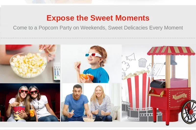Description Picture 6 of itemElectric Popcorn Maker Home Corn Popcorn Making Machine Fully Automatic Trolley Corn Popper DIY Creativity For Children