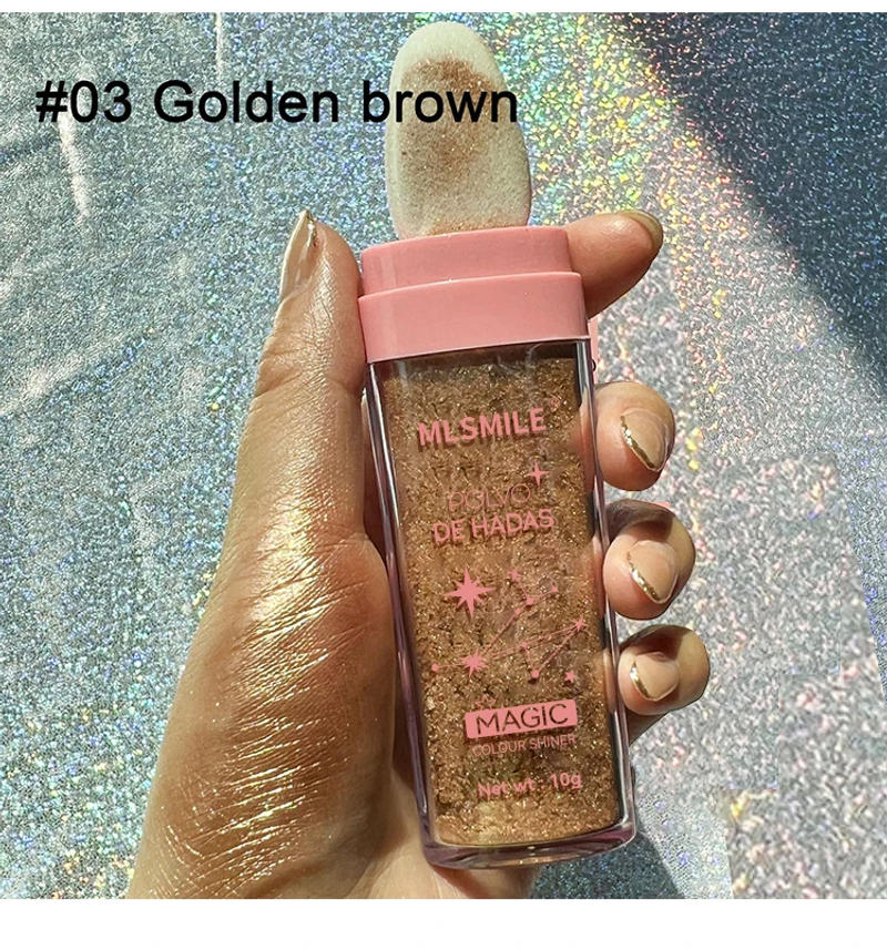 Description Picture 5 of item3 Colors Glitter Powder Highlighter Makeup Body Brightens the Natural Face Blusher Fairy Highlight Patting Powder