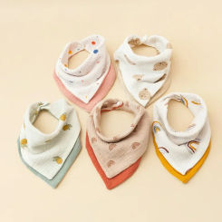 Baby Cotton Soft Soothe Appease Square Towels Infant Color matching Bandana Handkerchief Muslin Burp Cloths Feeding Bibs