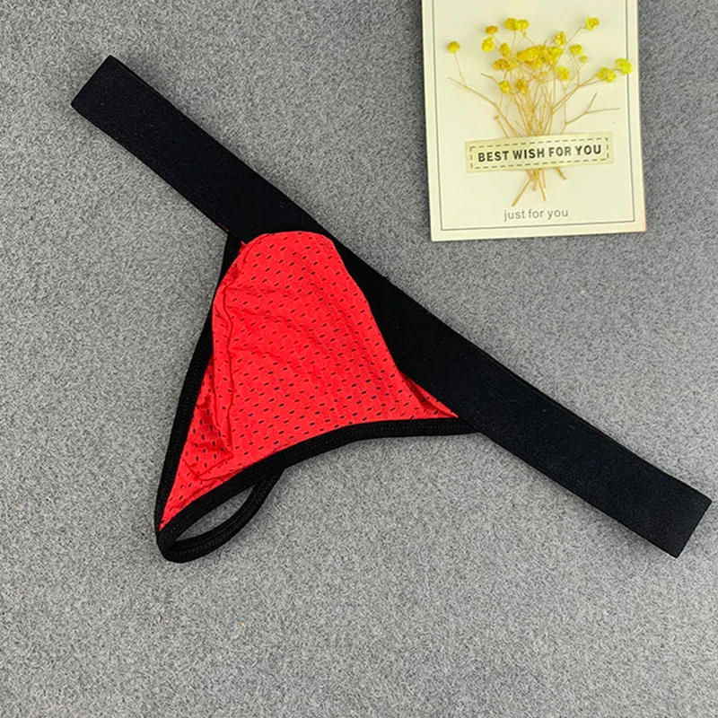 Description Picture 4 of itemMen's Thong Underwear Sexy Mesh Breathable Low Waist Slim Elastic T Pants Nylon Comfort Gay Lingerie Solid Penis Pouch G-String