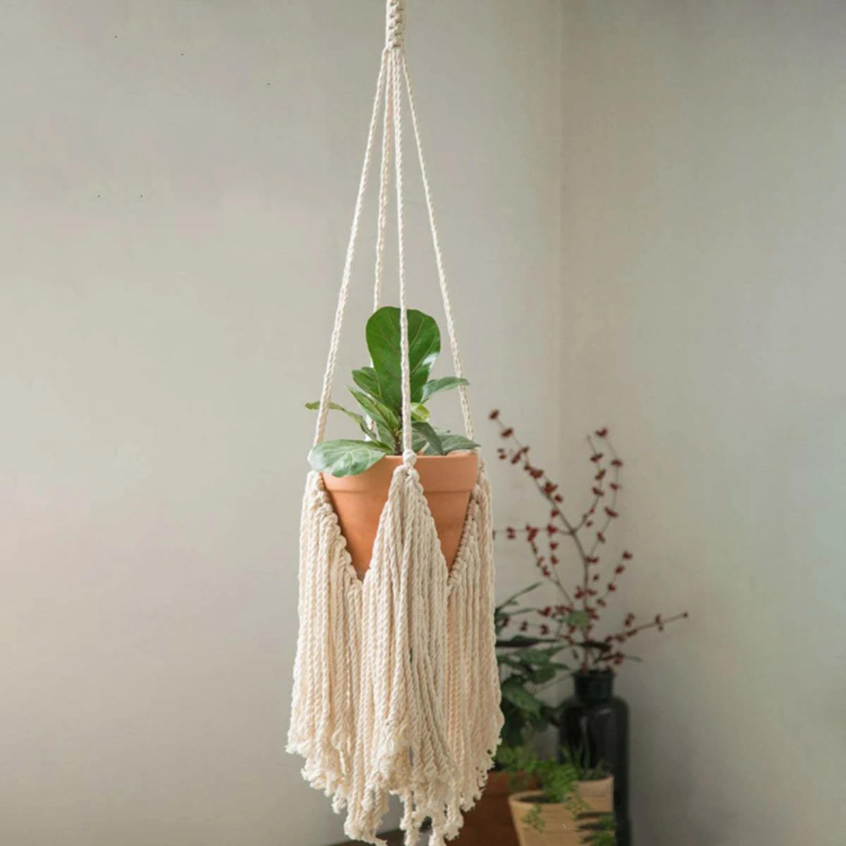 Description Picture 5 of itemMacrame Plant Hangers Handmade Cotton Rope Flower Pots Holder Decorative Indoor Hanging Planter Basket Plant Hanger for Indoor