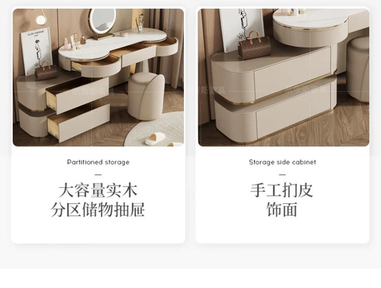 Description Picture 6 of itemModern Organizer Dressing Table Makeup Stool Chair Drawer Shelf Desk Dressers Organizer Coiffeuse De Chambre Bedroom Furniture